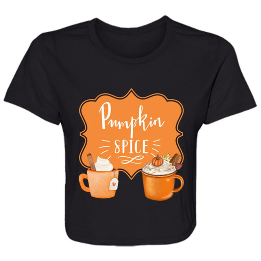 Pumpkin Spice Latte Orange -- Ladies' Flowy Cropped Tee