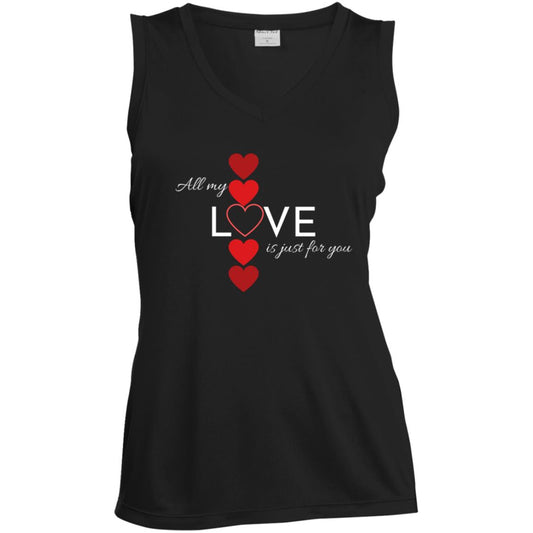 Ladies' Sleeveless V-Neck Performance Tee -- All My Love Ladies' Sleeveless V-Neck Performance Tee