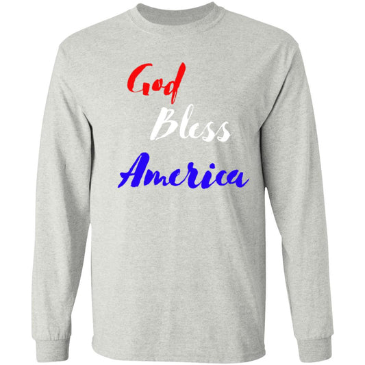 God bless America red white blue G540 LS T-Shirt 5.3 oz.