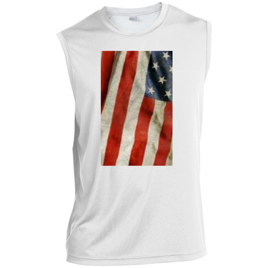 American Flag -- Distressed & Waving -- CLOSEOUT -- Men’s Sleeveless Performance Tee