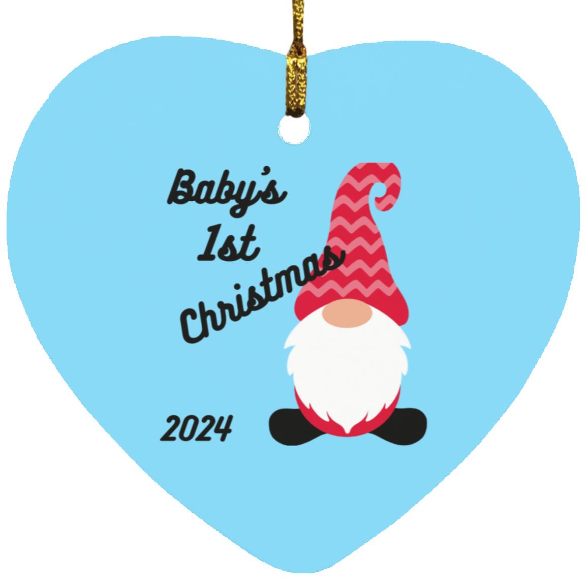 Baby’s 1st Gnome Christmas Ornament -- Heart Ornament