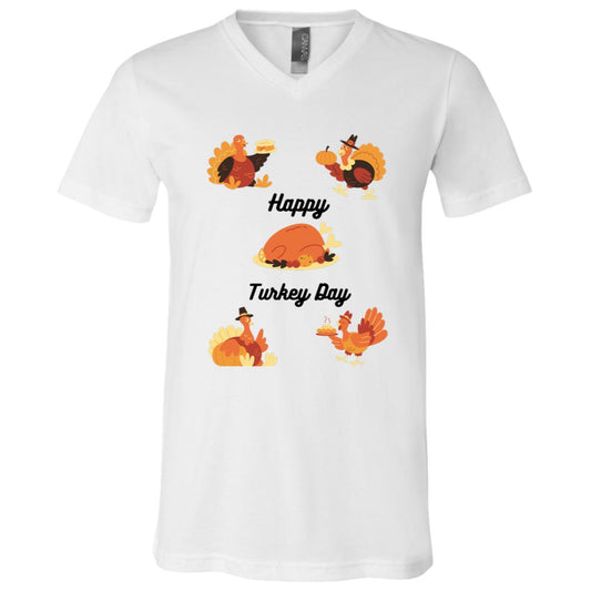 Happy Turkey Day -- Unisex Jersey SS V-Neck T-Shirt