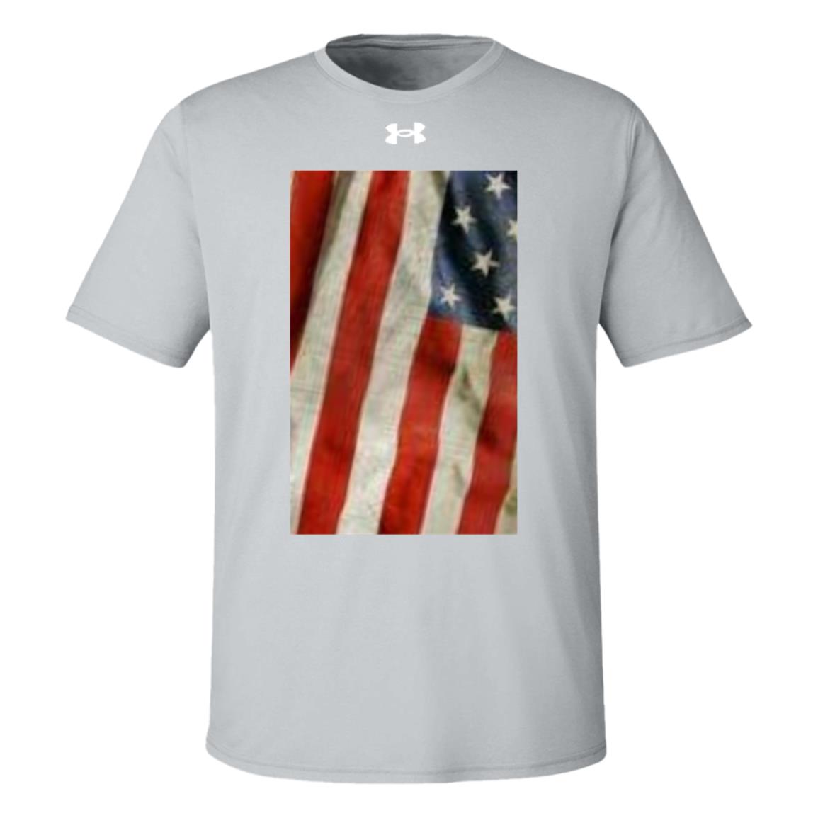 American Flag -- Distressed & Waving -- Under Armour Team Tech Tee