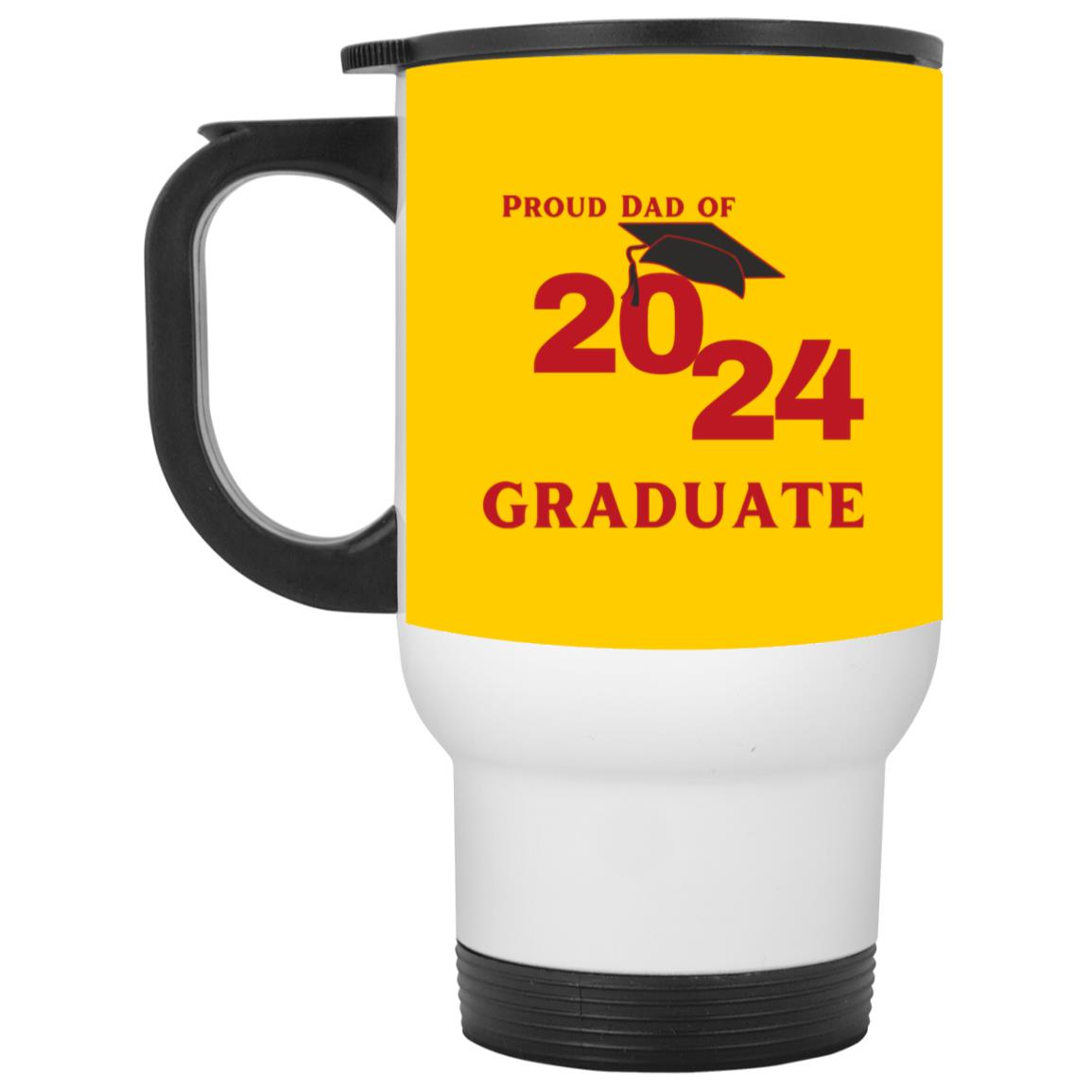 Proud Dad graduate 2024 red CLOSEOUT - XP8400W White Travel Mug