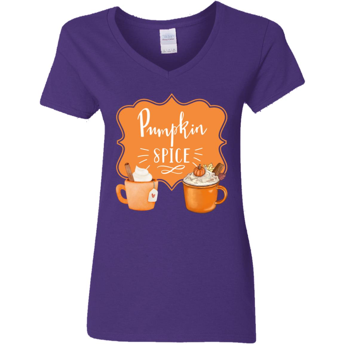 Pumpkin Spice Latte Orange -- Ladies' 5.3 oz. V-Neck T-Shirt