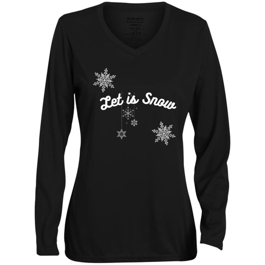 Let is Snow CLOSEOUT -- Ladies' Moisture-Wicking Long Sleeve V-Neck Tee