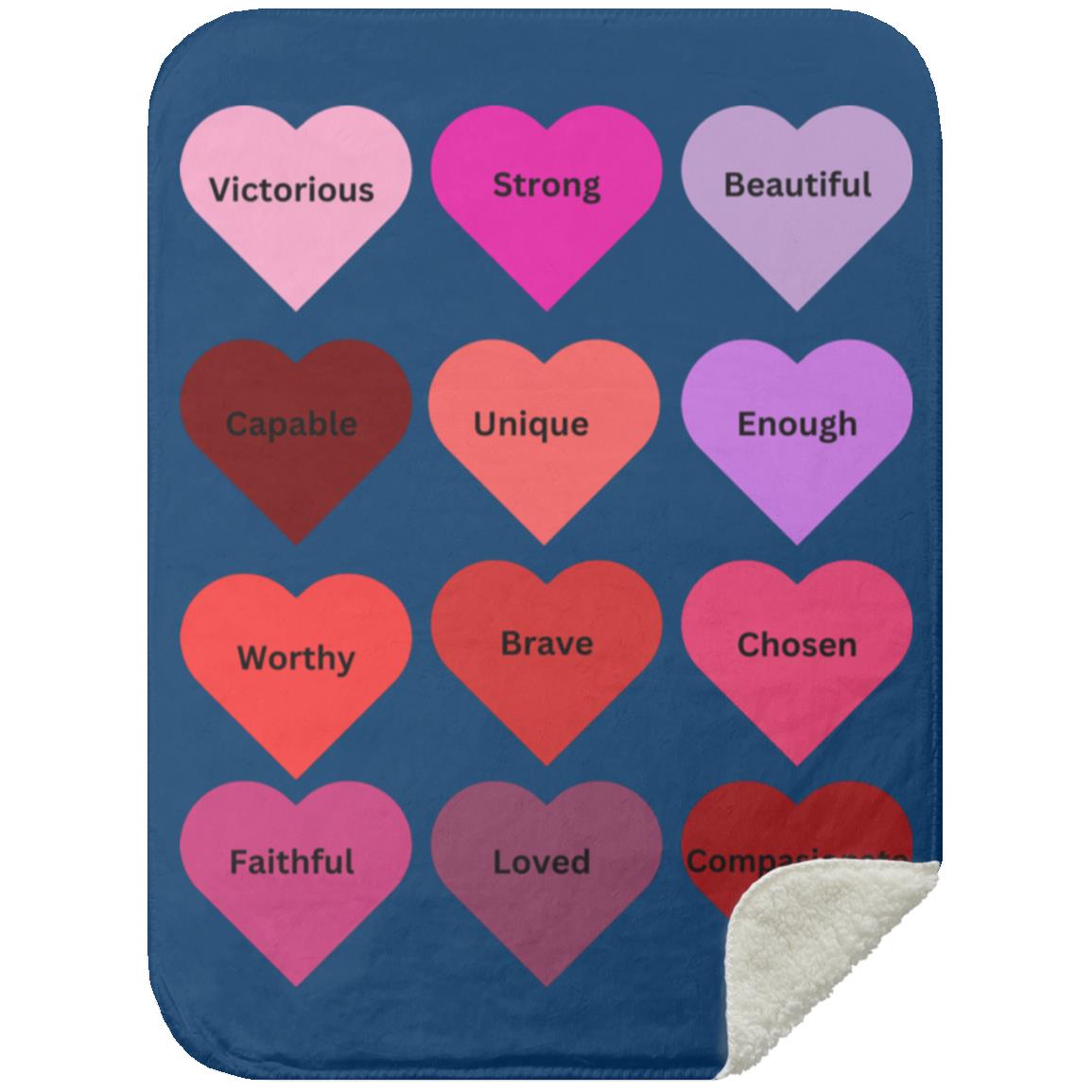 Positive hearts black MSHS Premium Sherpa Blanket 30x40