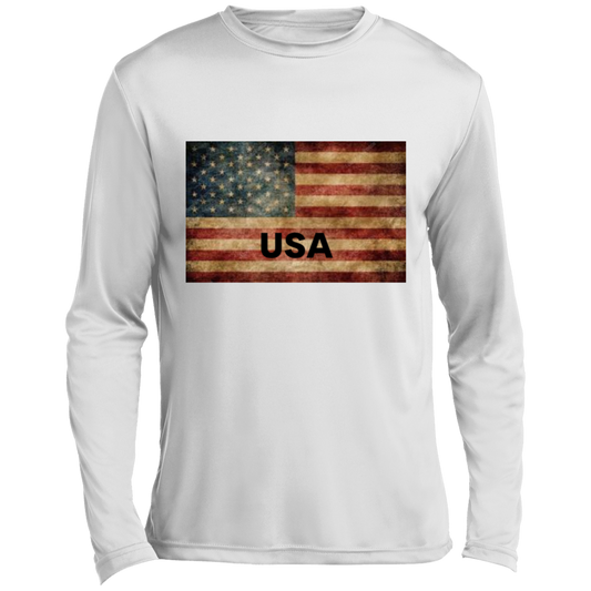 American Flag -- Men’s Long Sleeve Performance Tee