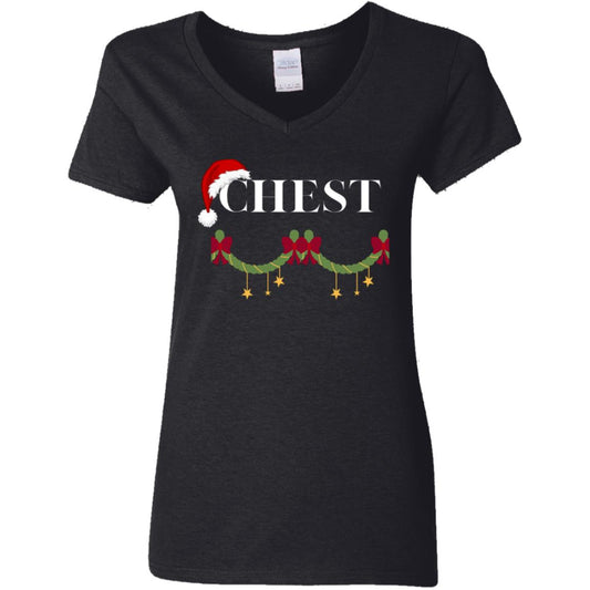 CHEST -- Ladies' 5.3 oz. V-Neck T-Shirt