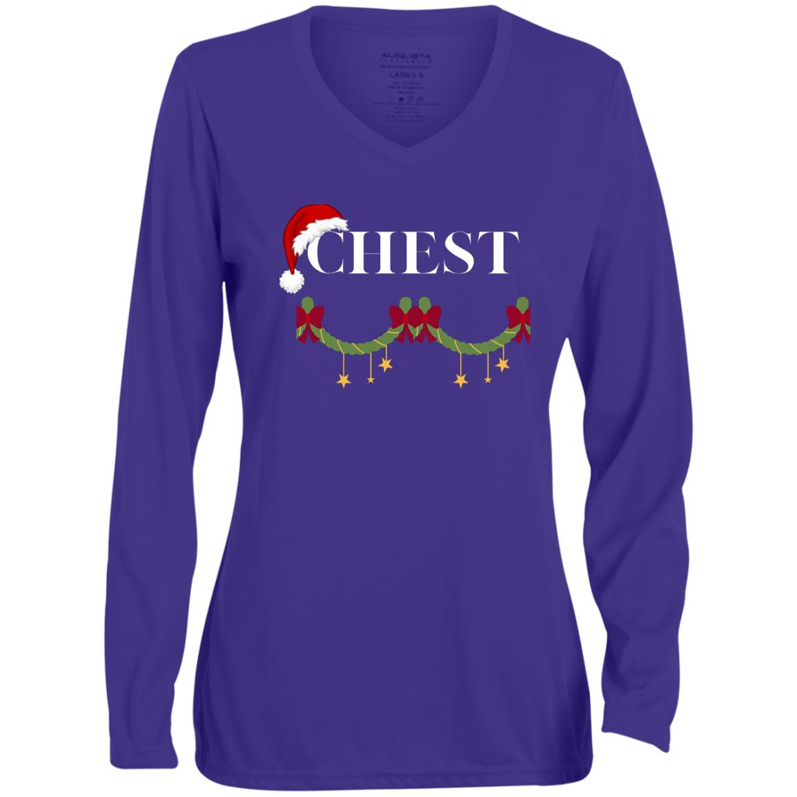 CHEST CLOSEOUT --  Ladies' Moisture-Wicking Long Sleeve V-Neck Tee