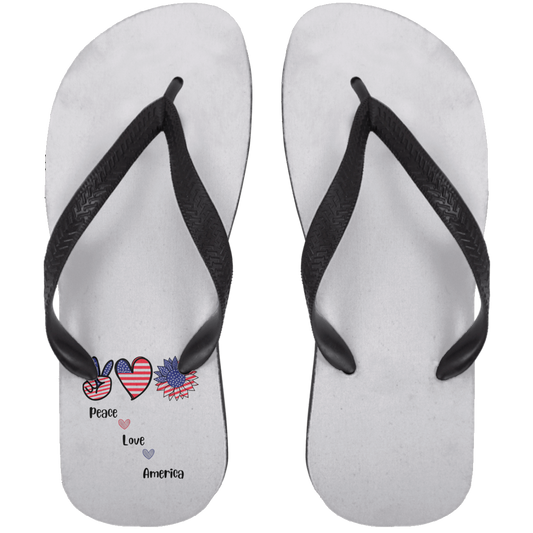 Adult Flip Flops -- Peace Love America