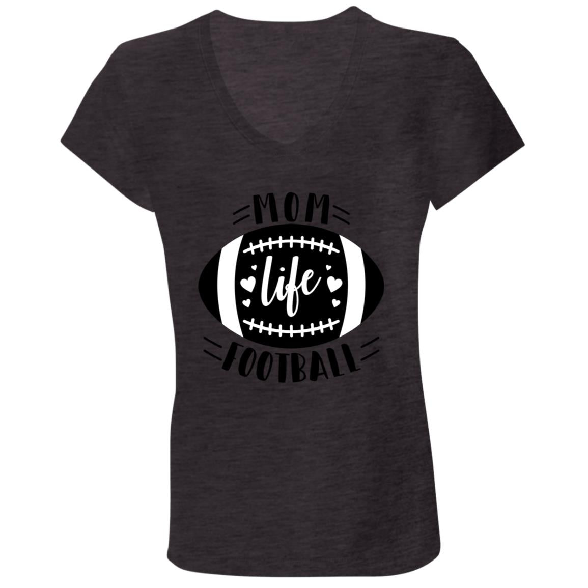 Football My Life B&W CLOSEOUT -- Ladies' Jersey V-Neck T-Shirt