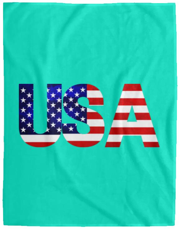 USA American Flag T-shirt VPL Cozy Plush Fleece Blanket - 60x80