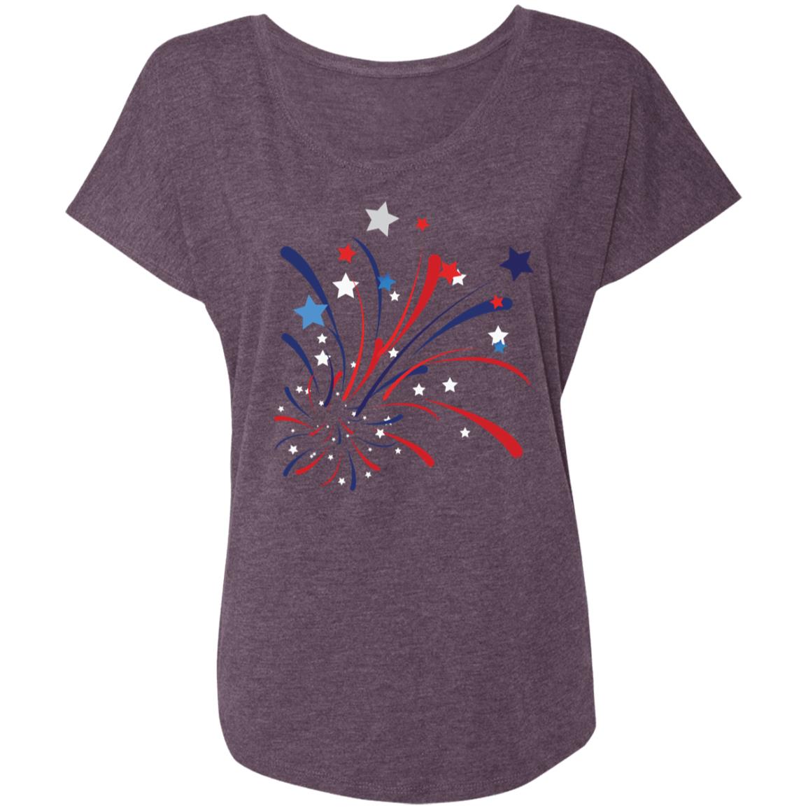 4th of July Firework 2 NL6760 Ladies' Triblend Dolman Sleeve