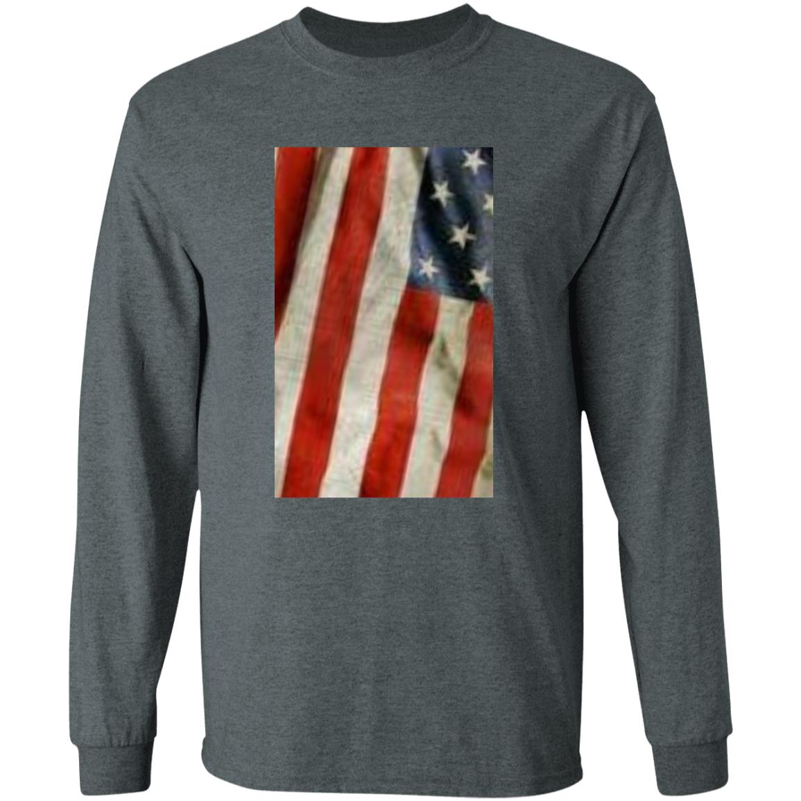 American Flag -- Distressed & Waving -- LS T-Shirt