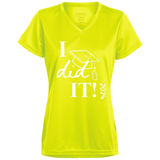 Graduation I did it 2024 CLOSEOUT - 1790 Ladies’ Moisture-Wicking V-Neck Tee