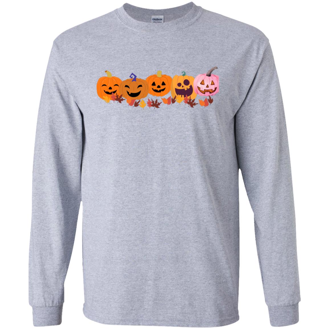 Jack 0 Lanterns in a Row -- Youth LS T-Shirt