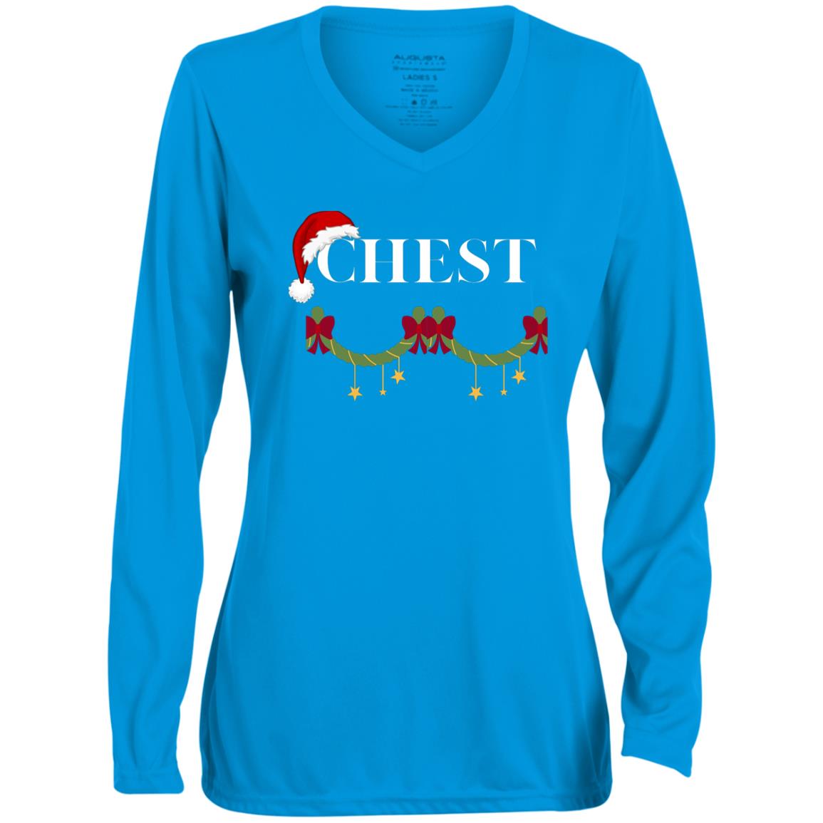 CHEST CLOSEOUT --  Ladies' Moisture-Wicking Long Sleeve V-Neck Tee