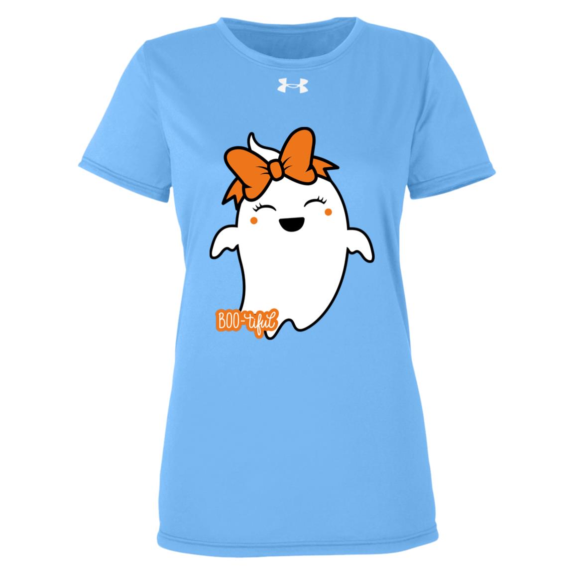 Boo-tiful Ghost with Bow -- Under Armour Women's Team Tech Tee