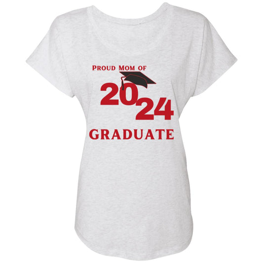 Proud Mom graduate 2024 red NL6760 Ladies' Triblend Dolman Sleeve