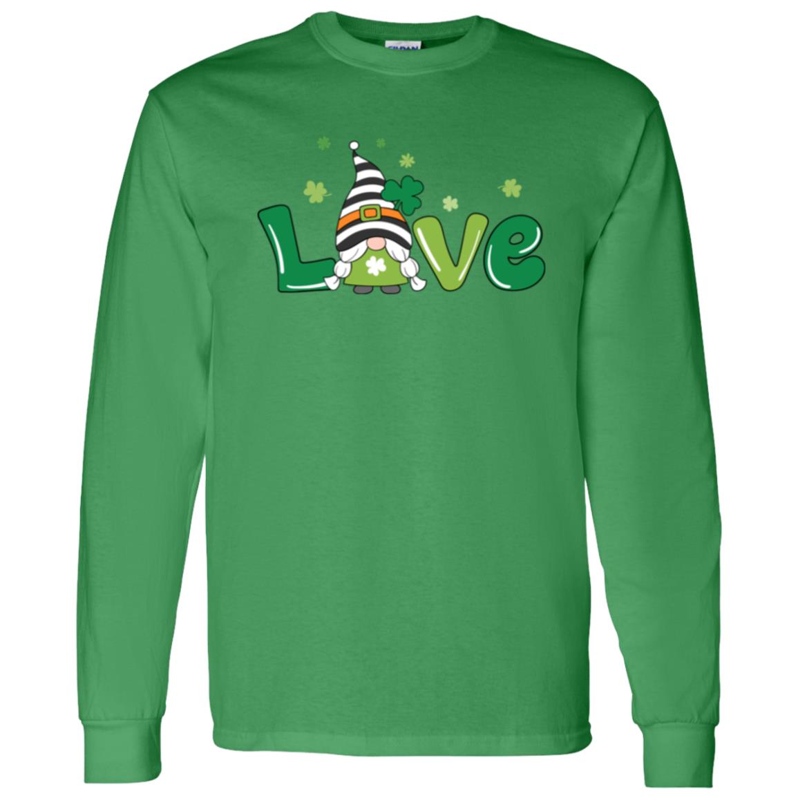 clover love gnome G540 LS T-Shirt 5.3 oz.