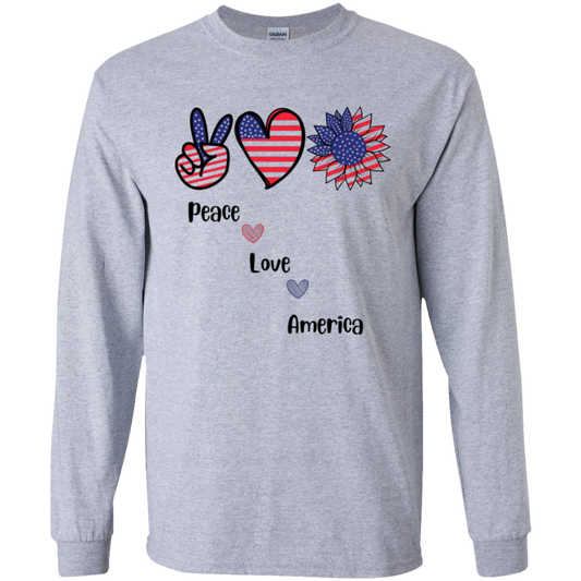 Youth LS T-Shirt -- Peace Love America