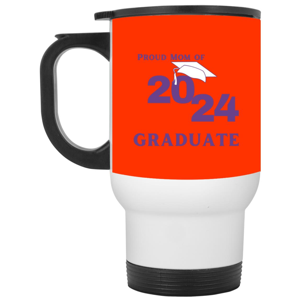 Proud Mom graduate 2024 purple CLOSEOUT - XP8400W White Travel Mug