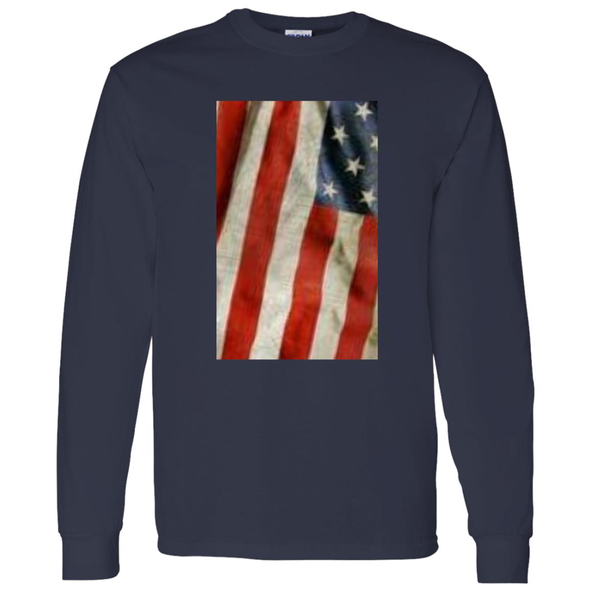 American Flag -- Distressed & Waving -- LS T-Shirt