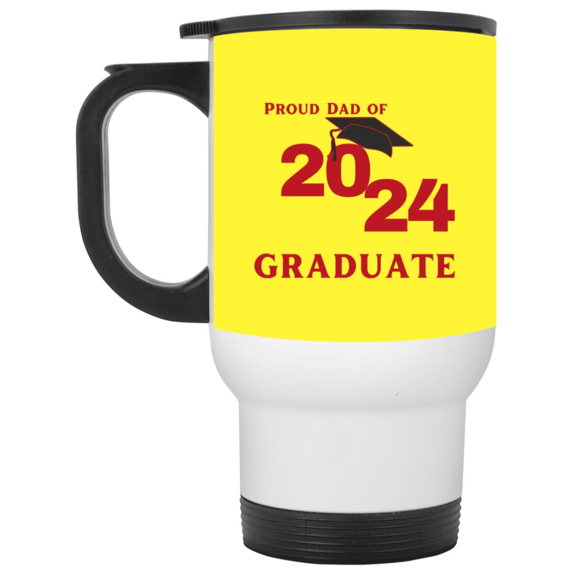 Proud Dad graduate 2024 red CLOSEOUT - XP8400W White Travel Mug