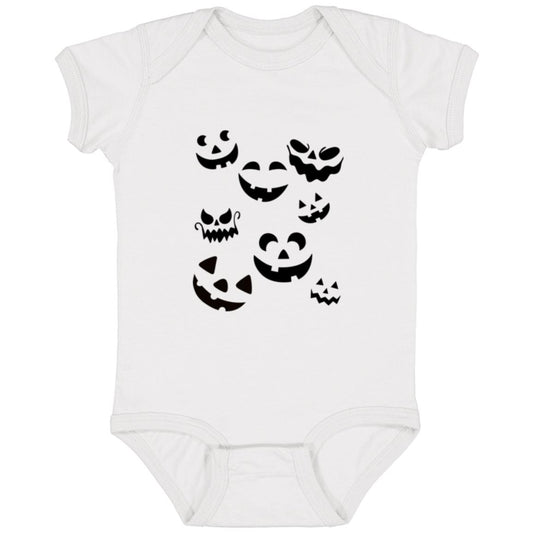 Scattered Jack O Lantern Faces (1) -- Infant Fine Jersey Bodysuit