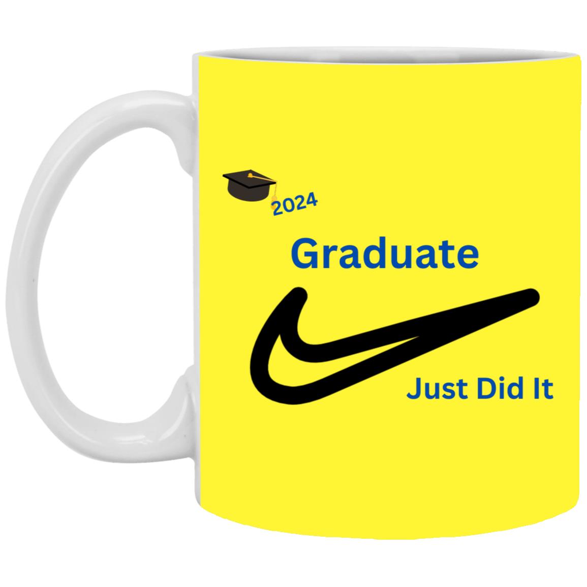 White Mug with a Splash of Color 11oz -- Graduation Nike 2024