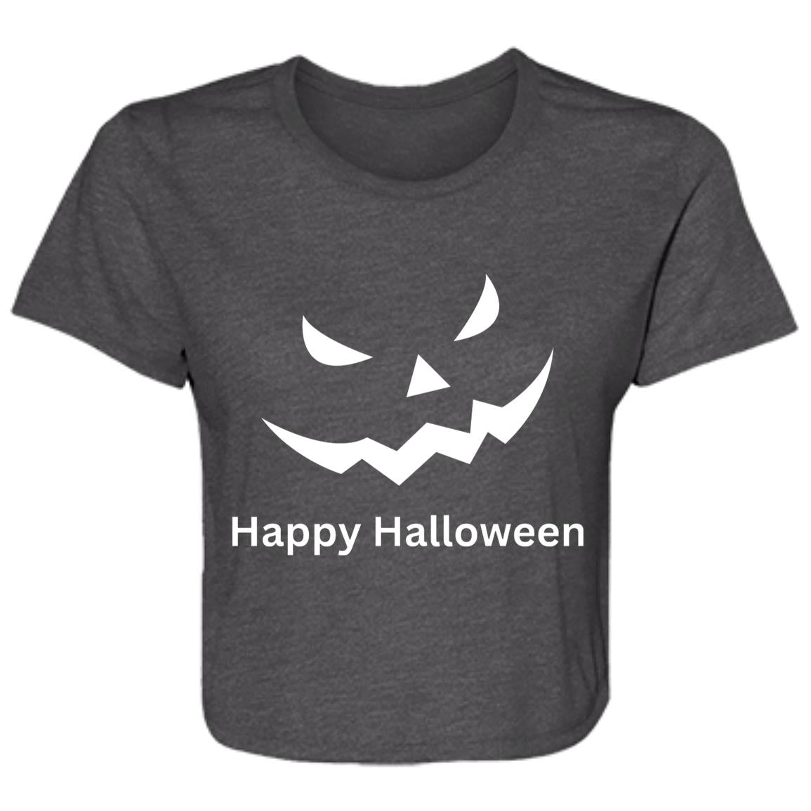 Scary Black Jack o' Lantern -- Ladies' Flowy Cropped Tee