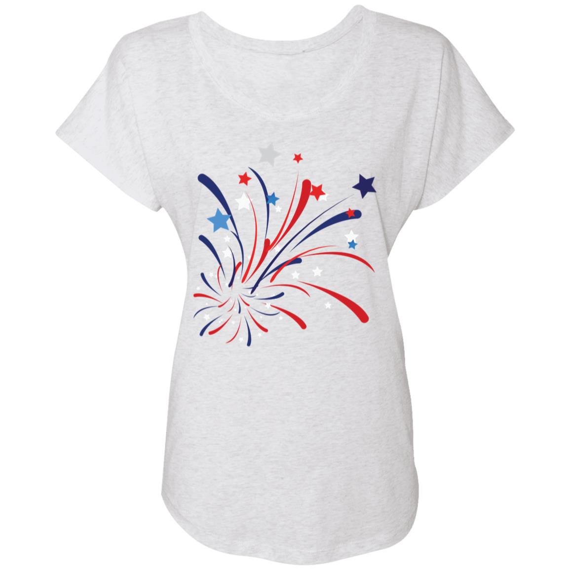 4th of July Firework 2 NL6760 Ladies' Triblend Dolman Sleeve