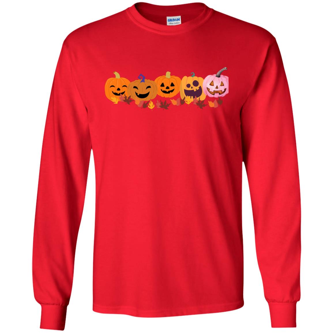 Jack 0 Lanterns in a Row -- Youth LS T-Shirt