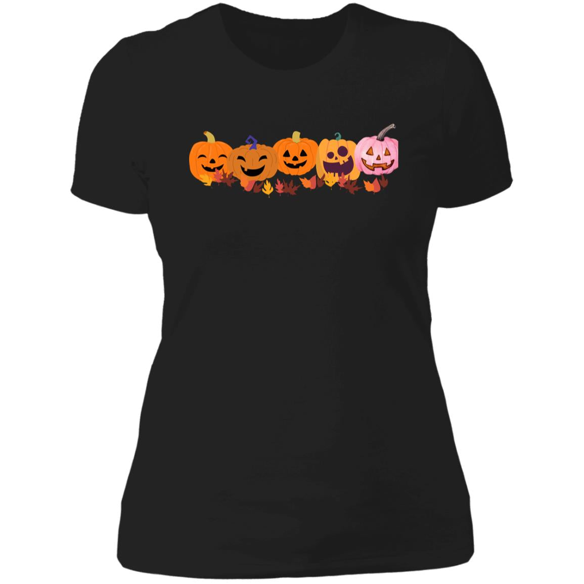 Jack 0 Lanterns in a Row NL3900 Ladies' Boyfriend T-Shirt