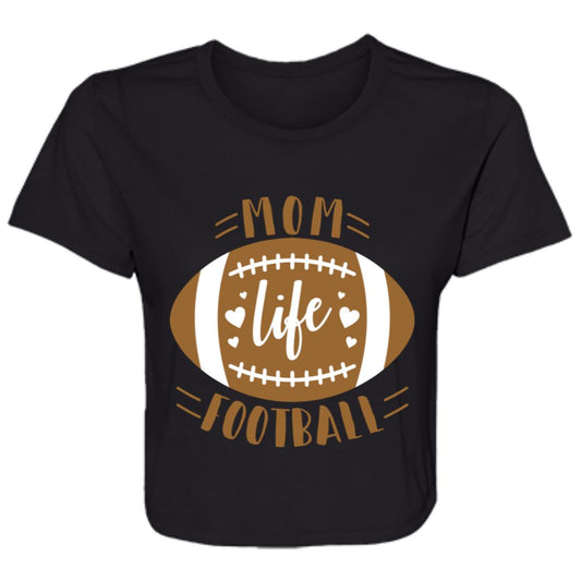 Football My Mom Life -- Ladies' Flowy Cropped Tee