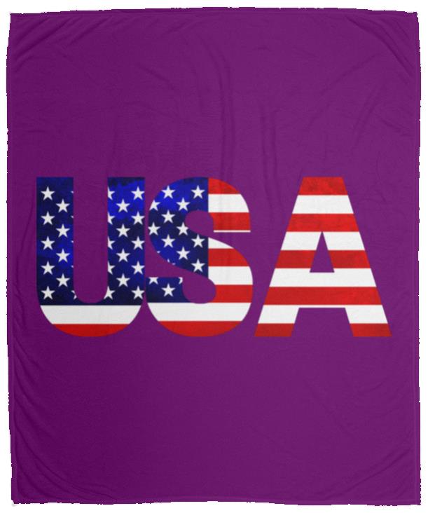 USA American Flag T-shirt VPM Cozy Plush Fleece Blanket - 50x60