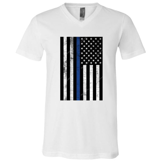 American Flag -- Police -- Unisex Jersey SS V-Neck T-Shirt