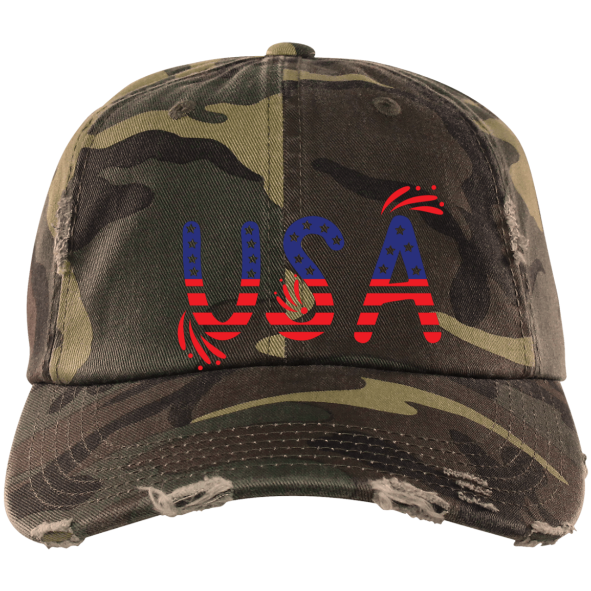 Flag USA DT600 Embroidered Distressed Dad Cap