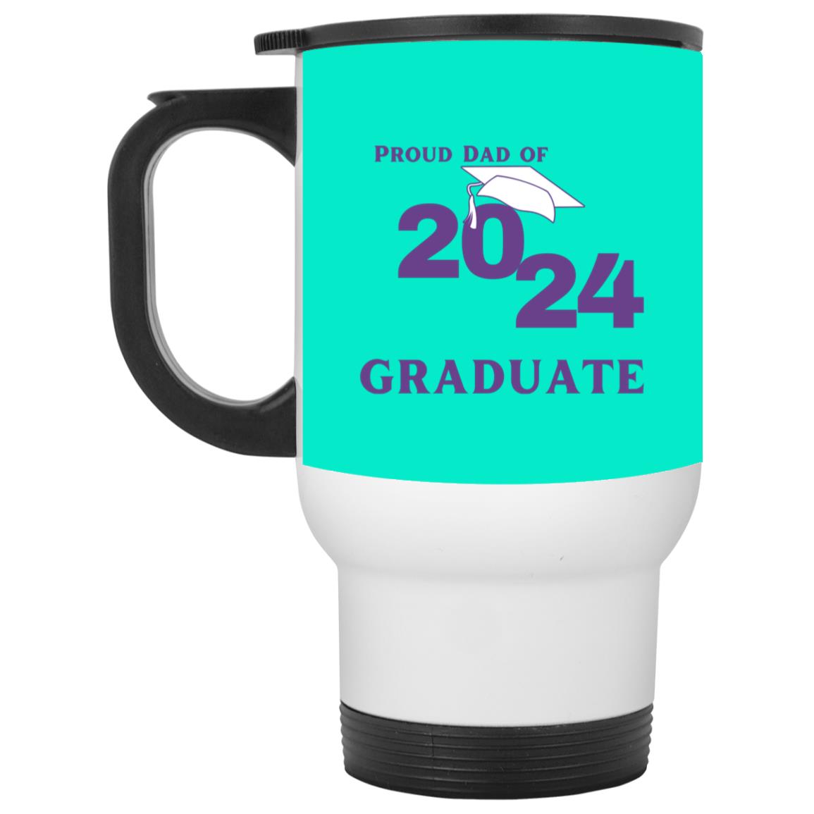 Proud Dad graduate 2024 purple CLOSEOUT - XP8400W White Travel Mug