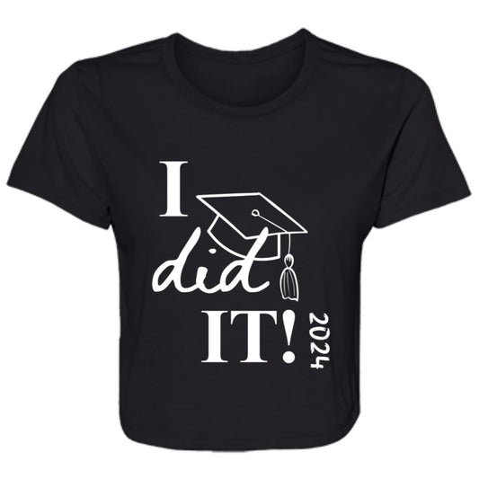 Graduation I did it 2024 B8882 Ladies' Flowy Cropped Tee