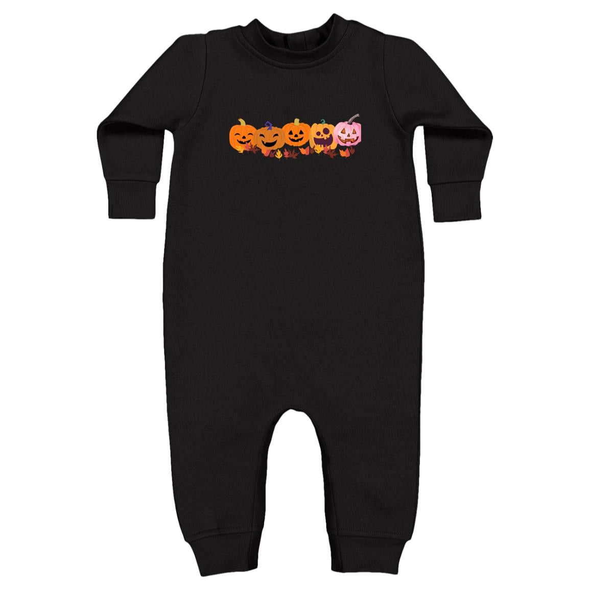 Jack 0 Lanterns in a Row -- Rabbit Skins Infant Fleece One-Piece Bodysuit