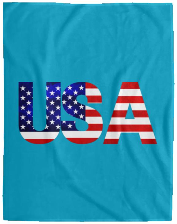 USA American Flag T-shirt VPL Cozy Plush Fleece Blanket - 60x80