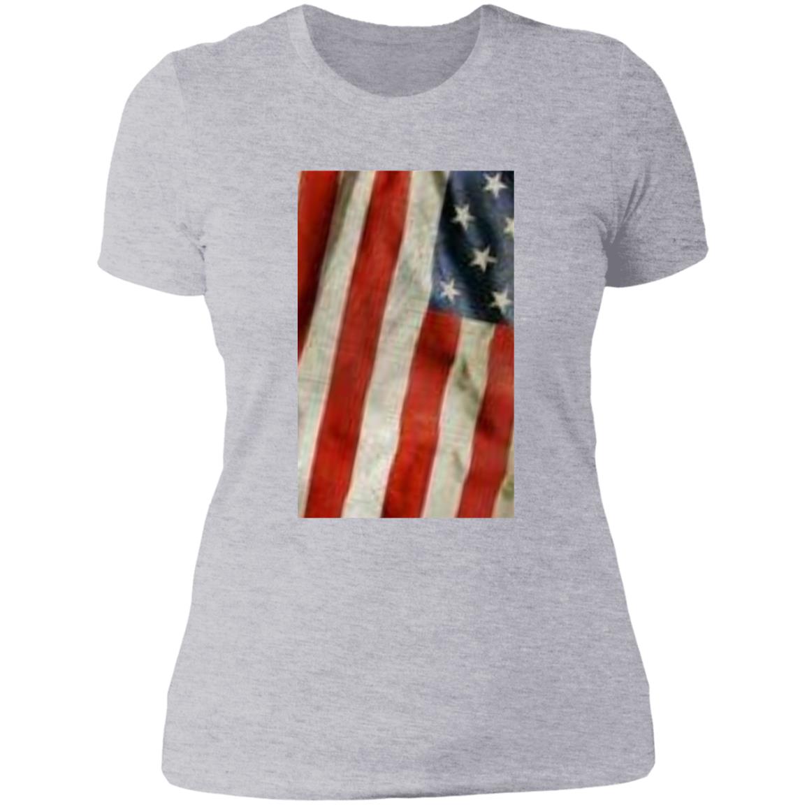 American Flag -- Distressed & Waving -- Ladies' Boyfriend T-Shirt