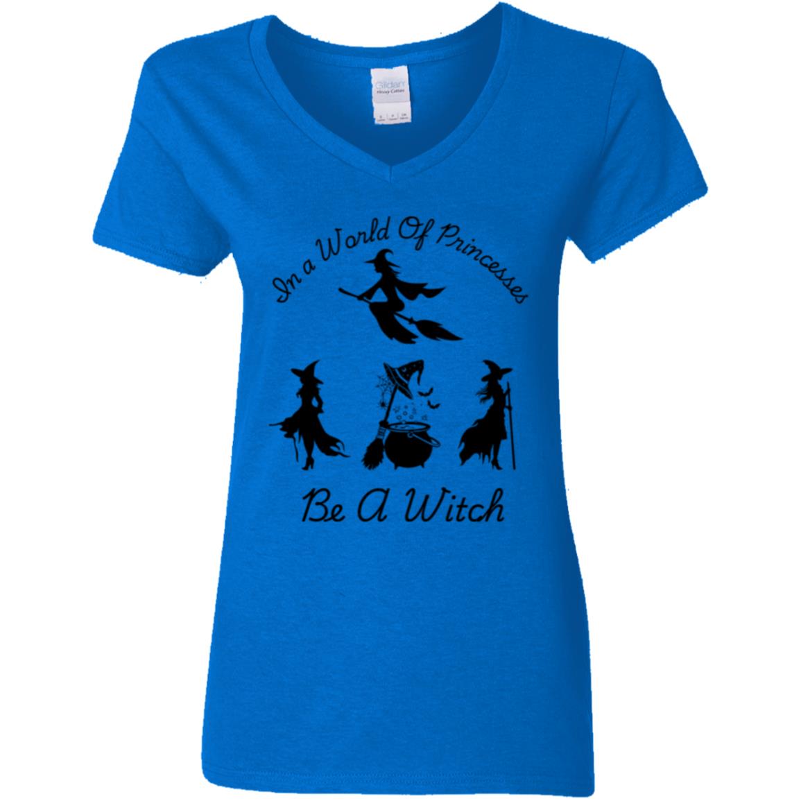 Be a Witch -- Ladies' 5.3 oz. V-Neck T-Shirt