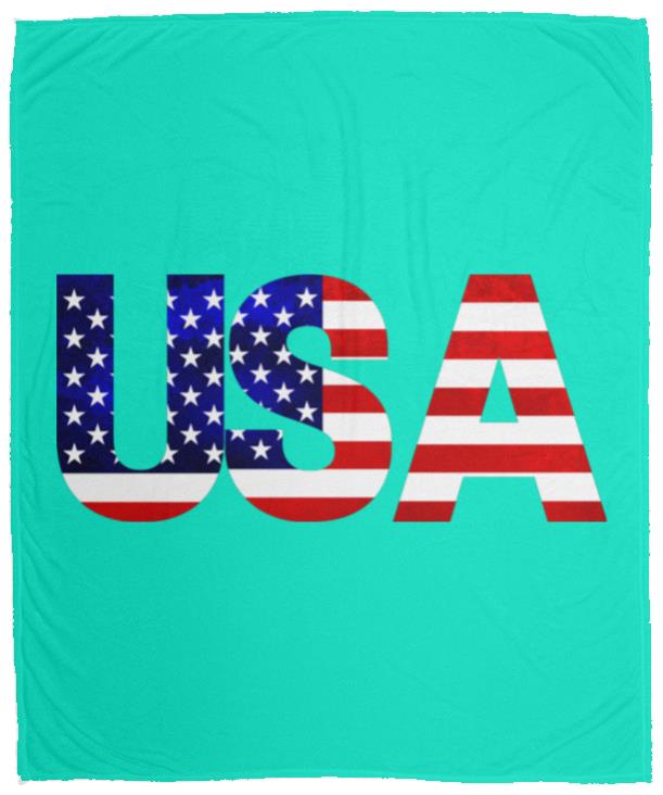 USA American Flag T-shirt VPM Cozy Plush Fleece Blanket - 50x60