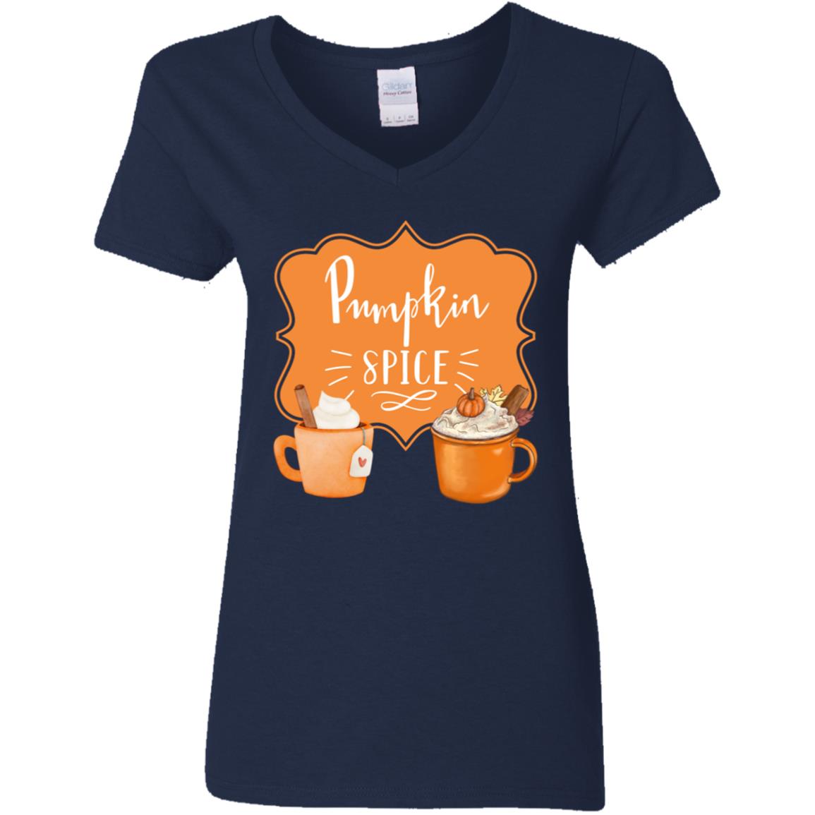 Pumpkin Spice Latte Orange -- Ladies' 5.3 oz. V-Neck T-Shirt