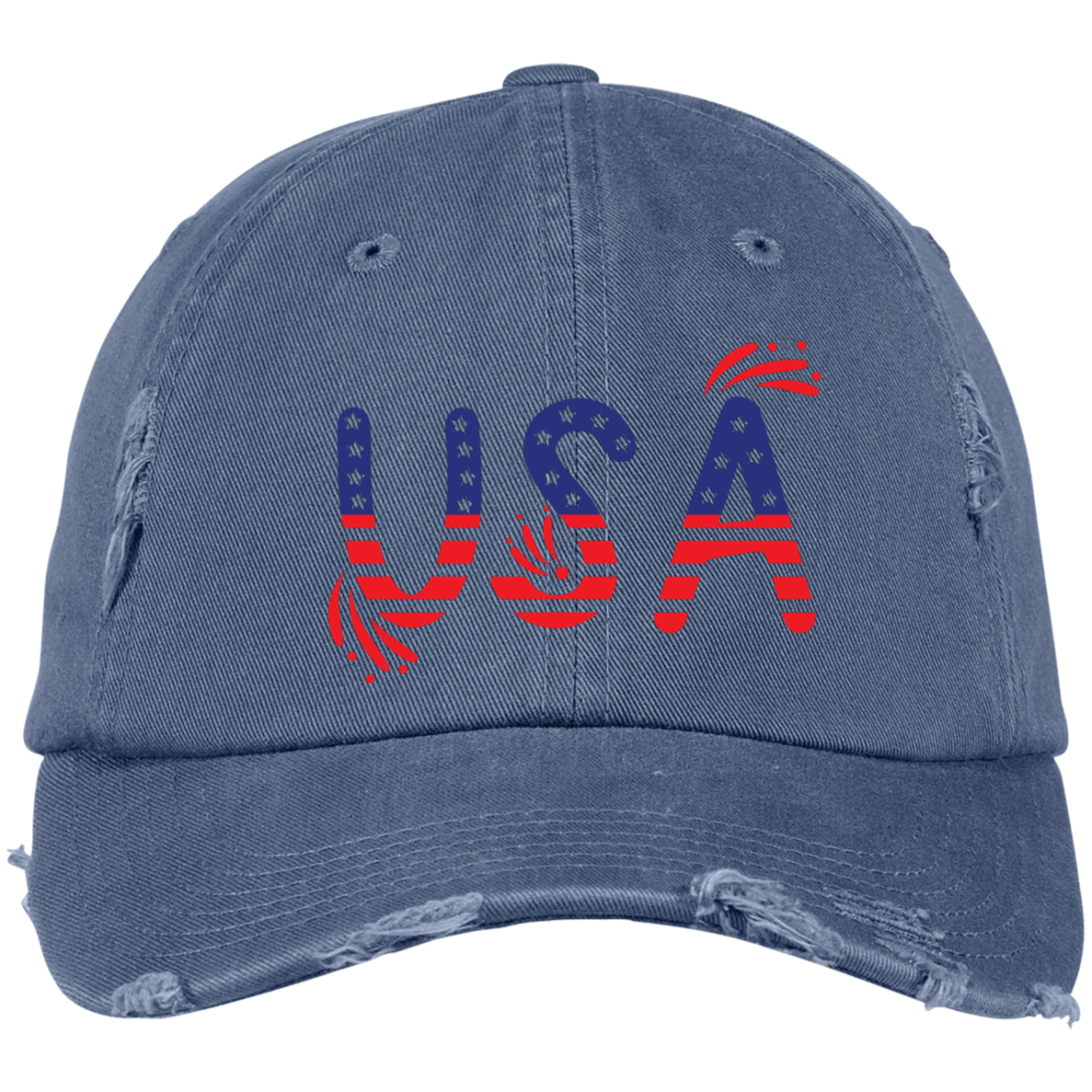 Flag USA DT600 Embroidered Distressed Dad Cap