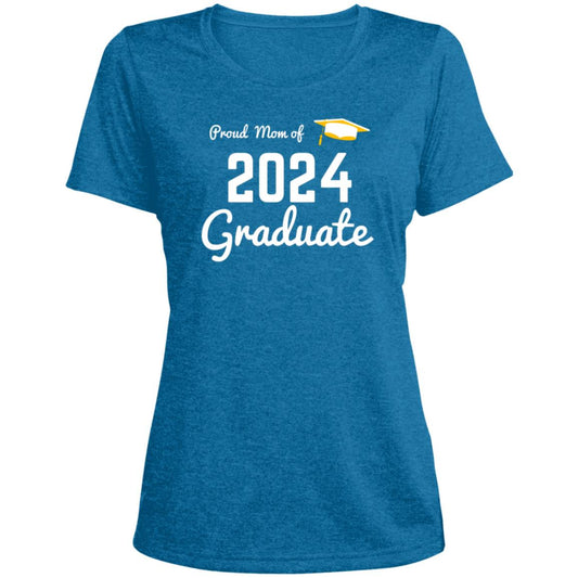 Proud Mom -- 2024 Graduate -- Ladies' Heather Scoop Neck Performance Tee