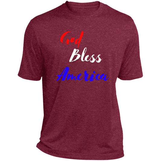 God bless America red white blue ST360 Heather Performance Tee